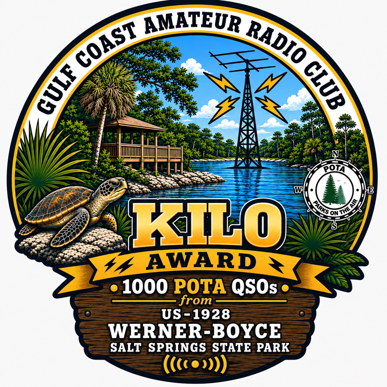 Kilo Award for 1000 POTA QSOs from Werner-Boyce Salt Springs State Park