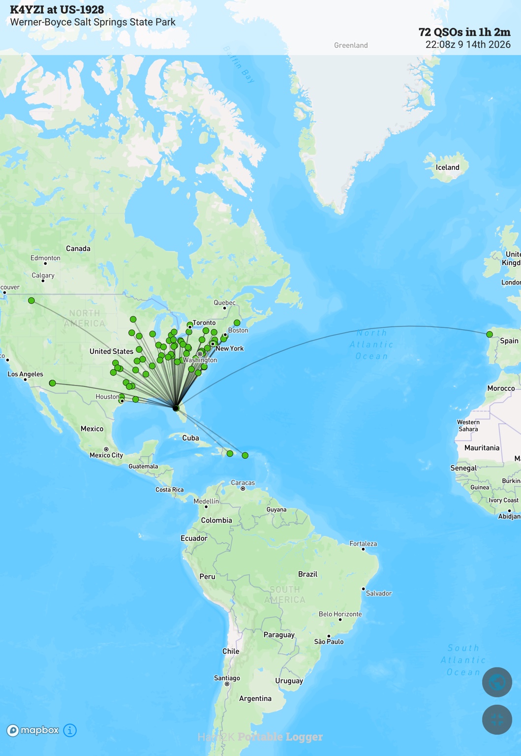 Activation contact map spanning North America and Europe