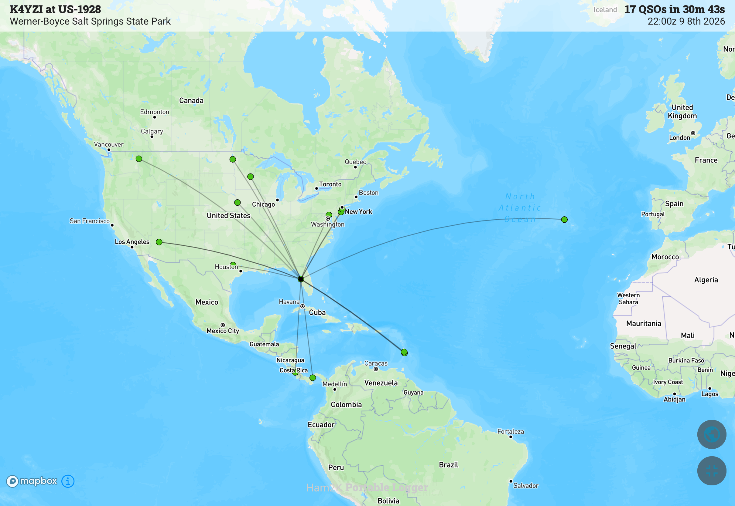 Activation contact map with transatlantic contacts